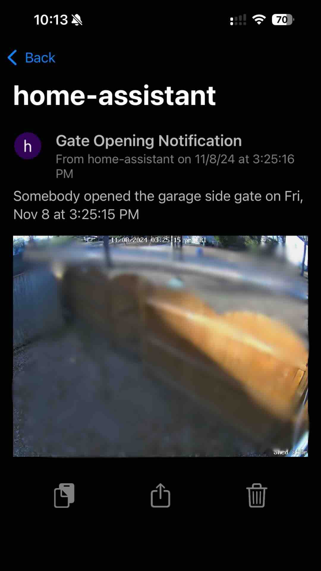 Image of automated gate opening alert