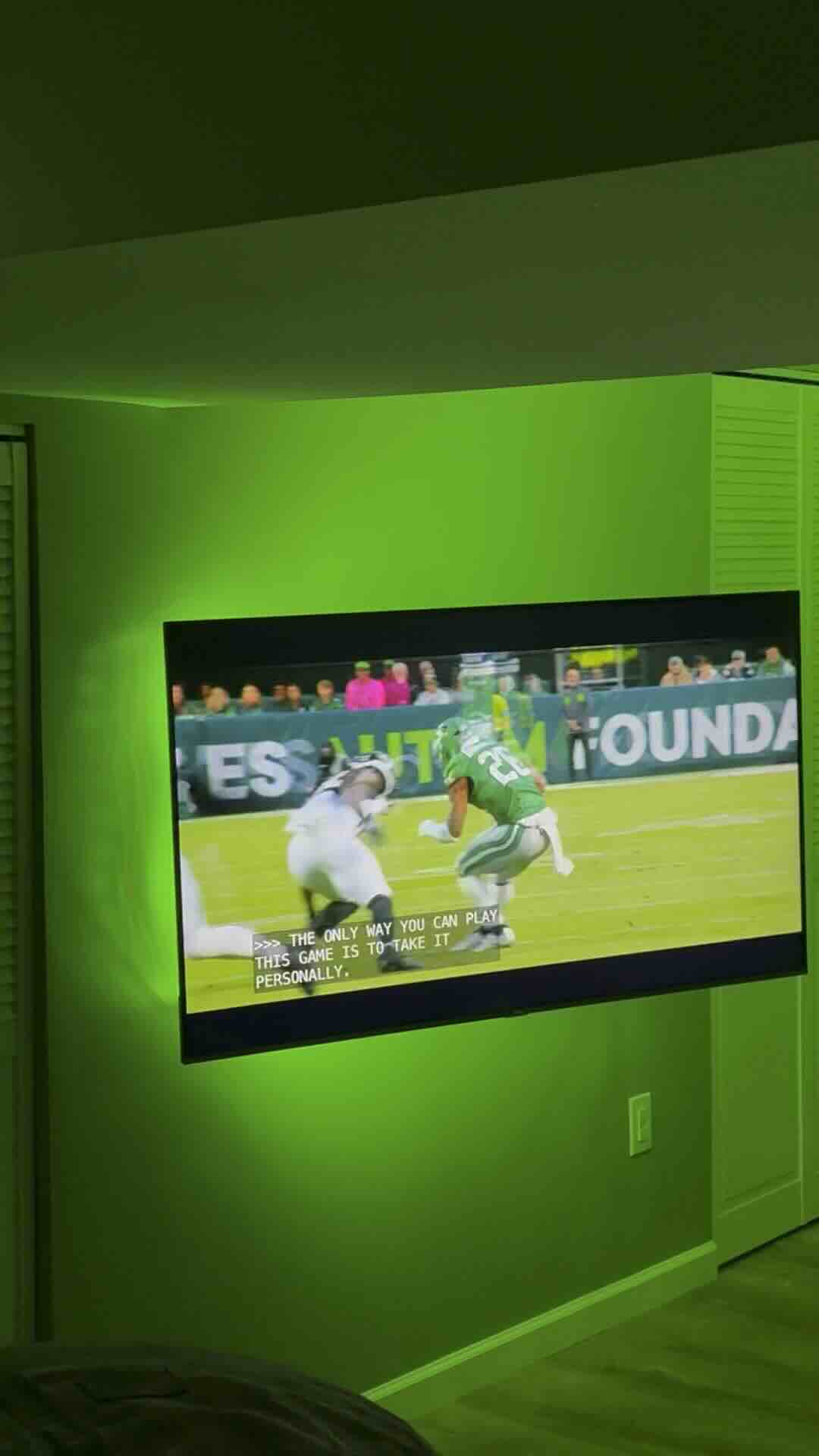 Image of TV with green backlight